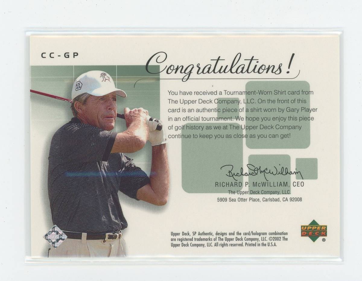 【GARY PLAYER】GOLF 2002 SP Authentic Course Classics Game-Used Shirt Cards_画像2