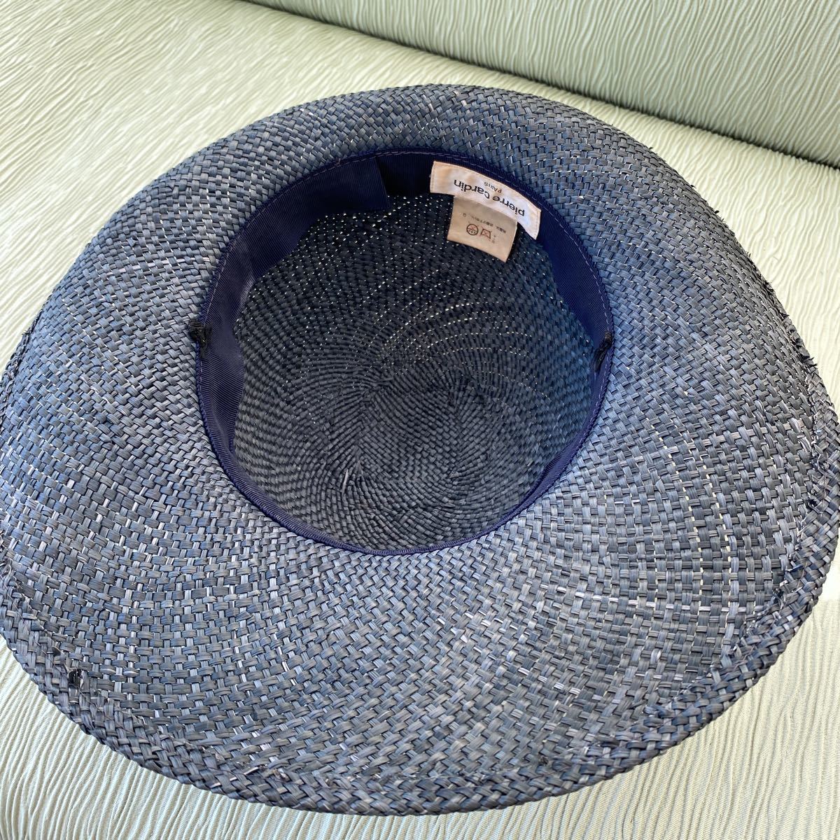  Pierre Cardin navy blue straw hat 