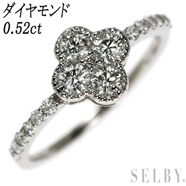 日本産】 Pt900 ダイヤモンド リング 0.52ct フラワー SELBY プラチナ