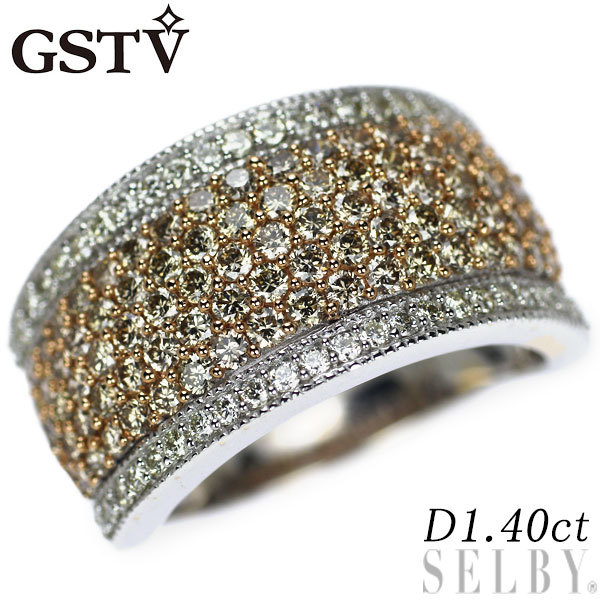 GSTV K18WG/PG ダイヤモンド リング 1.40ct パヴェ 出品3週目 SELBY-