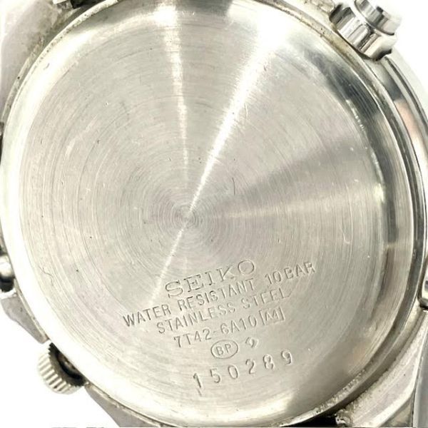 仙36 SEIKO スピードマスター 7T42-6A10 クォーツ クロノグラフ ブラック文字盤 セイコー 腕時計 デイト メンズ_画像6