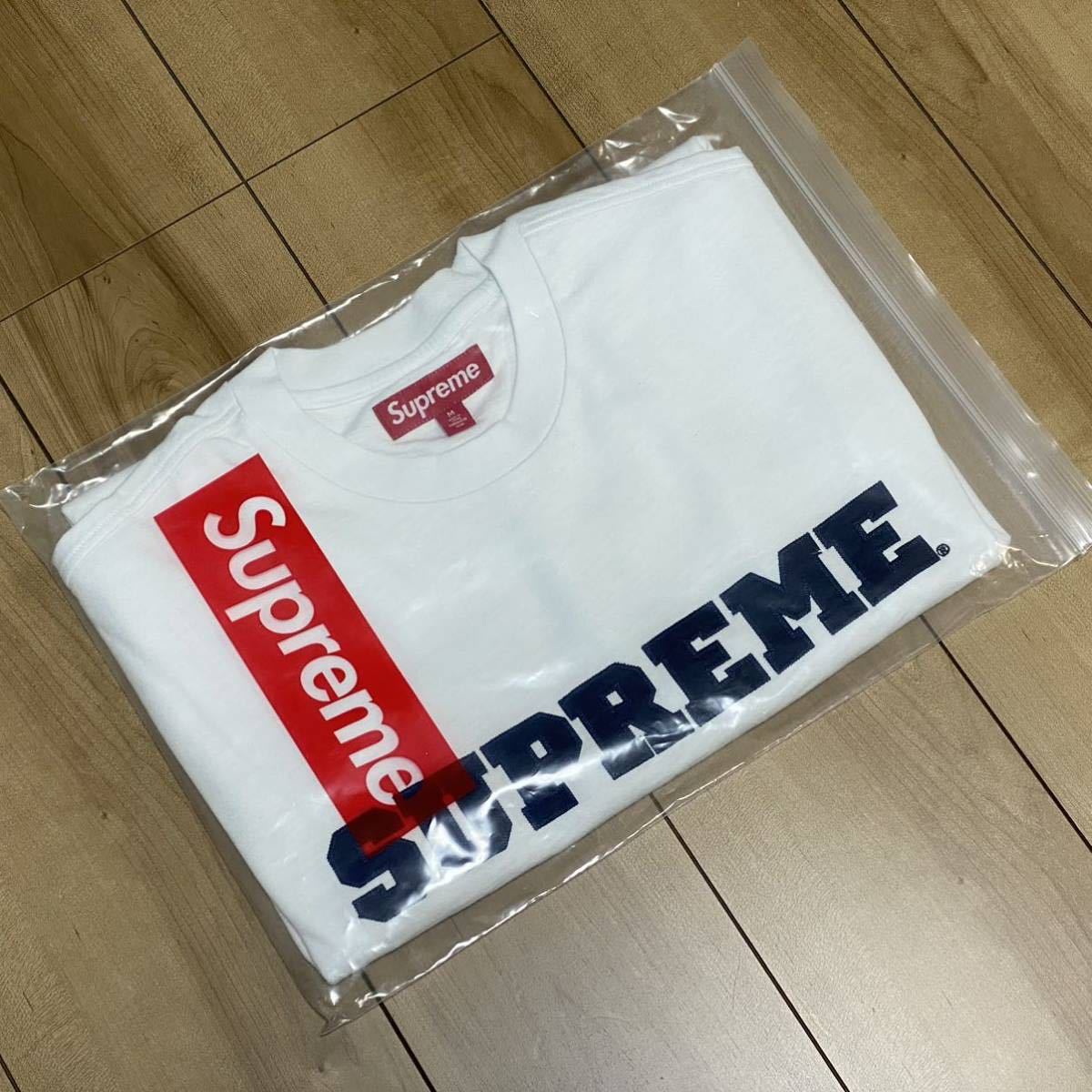 Supreme シュプリームfall/winter 2023 FW 新作 カレッジロゴ 刺繍 Collegiate S/S Top 白 WHITE ホワイト M 新品_画像2