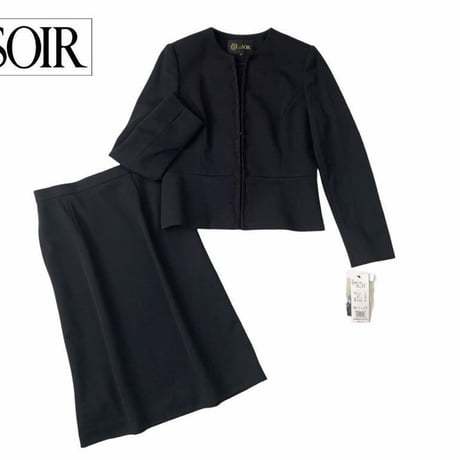 最低価格の @NA596@ スカート ジャケット 東京ソワール ブラックフォーマル スーツ セットアップ フォーマル Sランク 新品タグ付き SOIR TOKYO スーツ(ロングスカート)一般