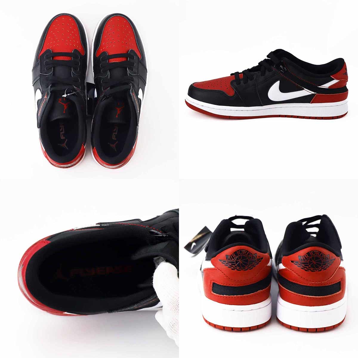 NIKE ナイキ エア ジョーダン 1 LOW フライイーズ スニーカー 28.5cm DM1206-066 ブラック/ホワイト/ジムレッド_画像6