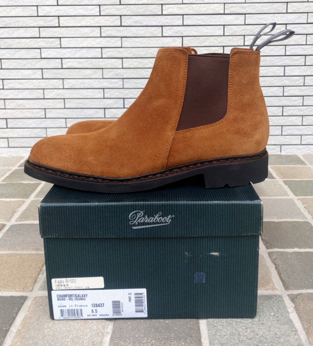 パラブーツ paraboot chamfort シャンフォート サイドゴアブーツ スエード サイズ6.5(約25cm) 未使用 コニャック(ブラウン)