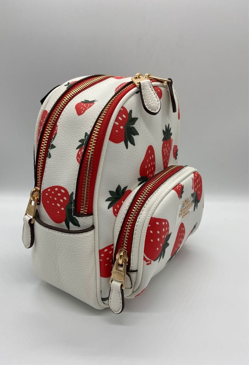 新品 コーチ バッグ リュック COACH ワイルド ストロベリー プリント