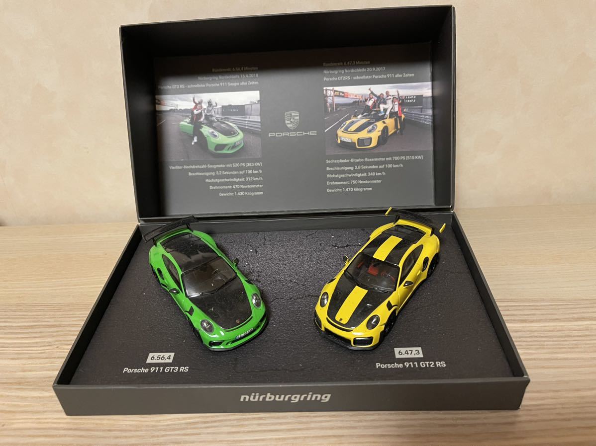 【大幅値下げ】MINICHAMPS 1/43 ポルシェ 911 GT3 RS & 911 GT2 RS record lap ニュル Nordschleife 2台セット_画像1