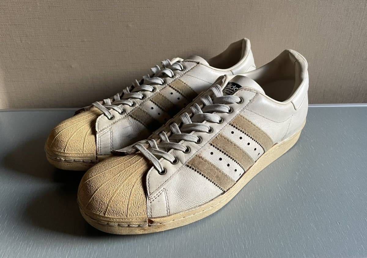 80s adidas サイズ10ハーフ フランス製 スーパースター 珍品ハトメ付 ヴィンテージ 古着_画像3