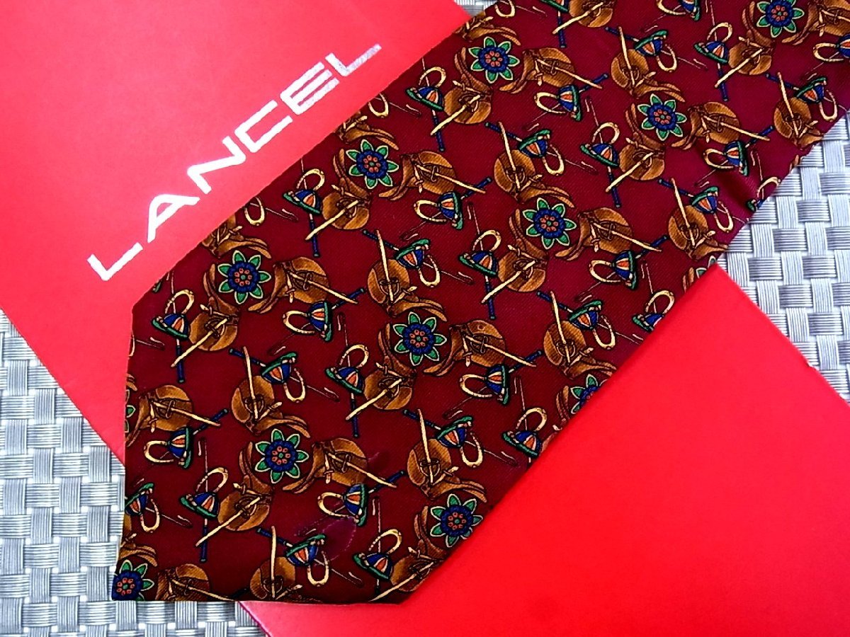 ♪32925C♪良品【鞍 帽子 馬具 柄】ランセル【LANCEL】ネクタイ_画像1