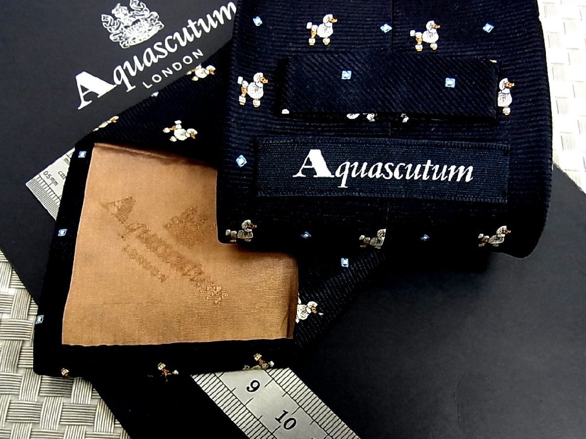 [ stock disposal sale ]* bargain sale *FK5178* Aquascutum [ embroidery dog poodle animal square dot pattern ] necktie *