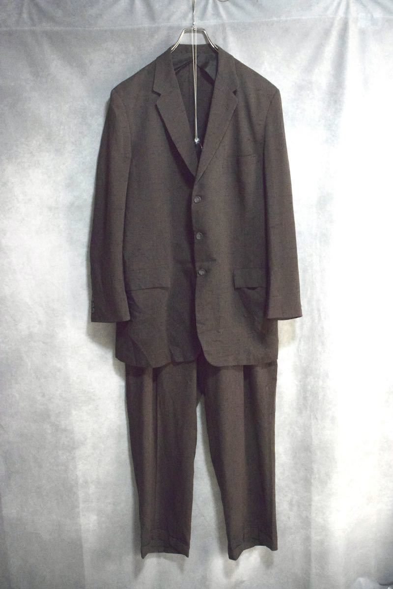 【 50年代 絣柄 】50s レーヨンxポリエステル セットアップ / size jacket 43 pants 36 × 31 / カスリ柄 絣 3つボタン スーツ ジャケット_画像1