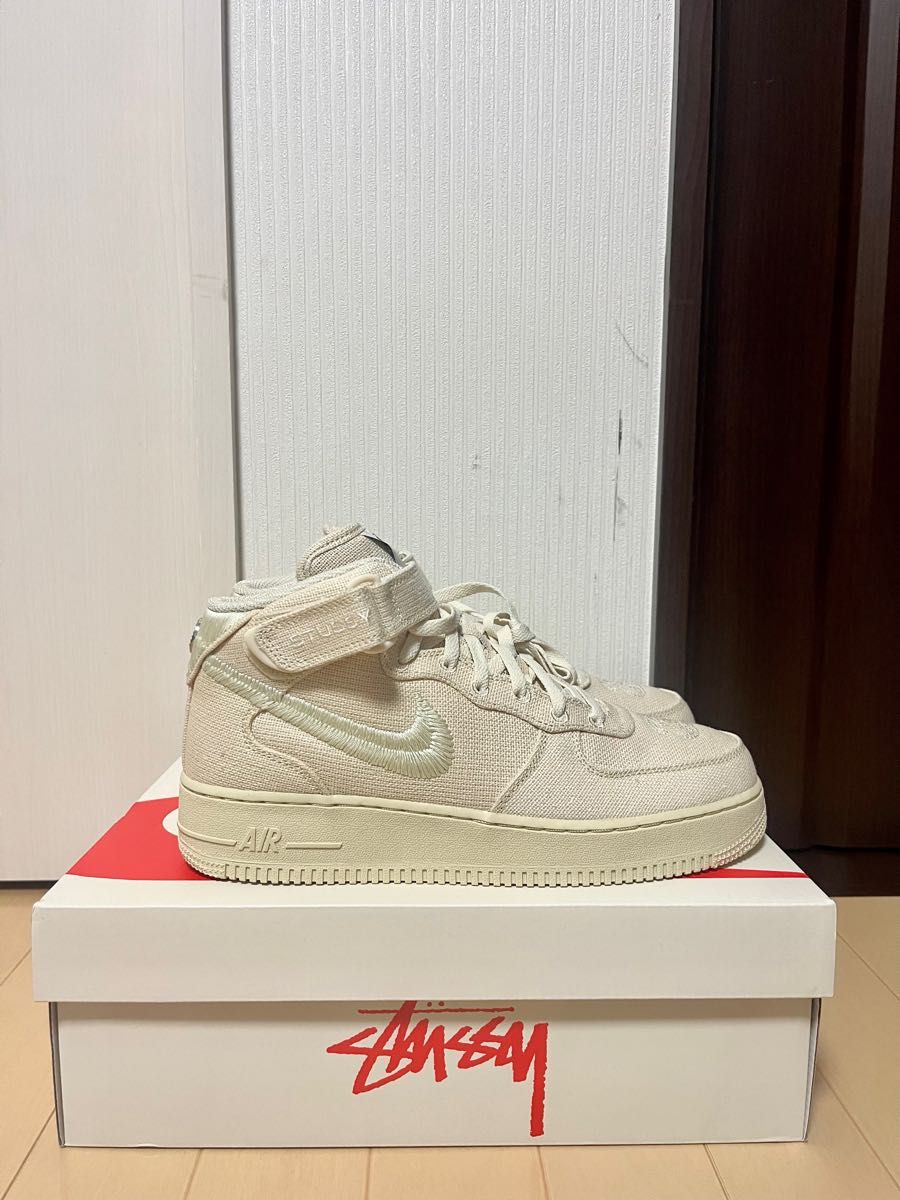 Stussy × Nike Air Force 1 Mid "Fossil Stone"