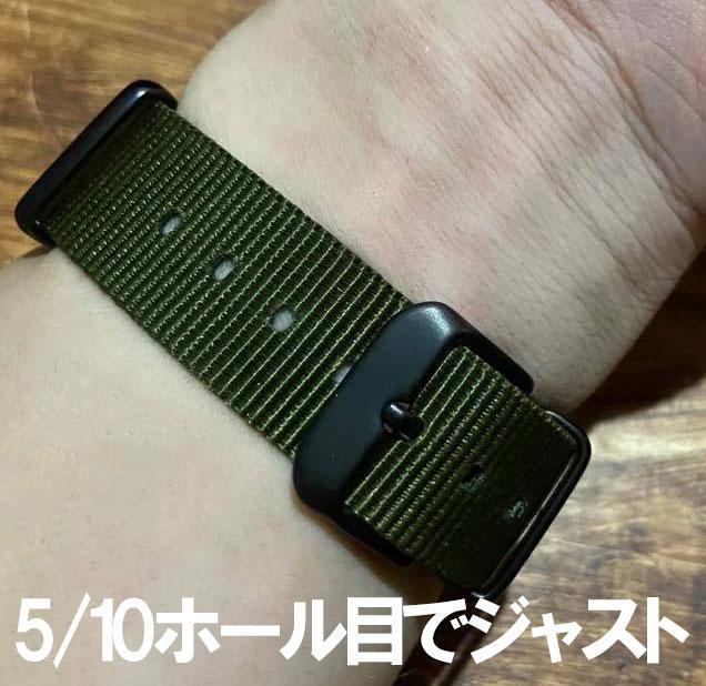 NATO22mm black buckle matted khaki Brown total length Short size clock belt installation manual attaching 