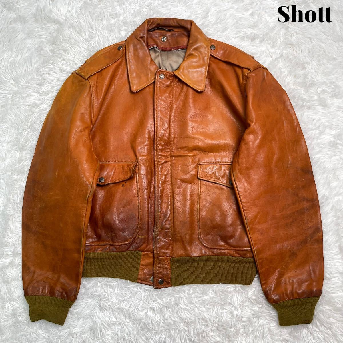 Schott ショット A-2 レザー フライトジャケット ヴィンテージ L-