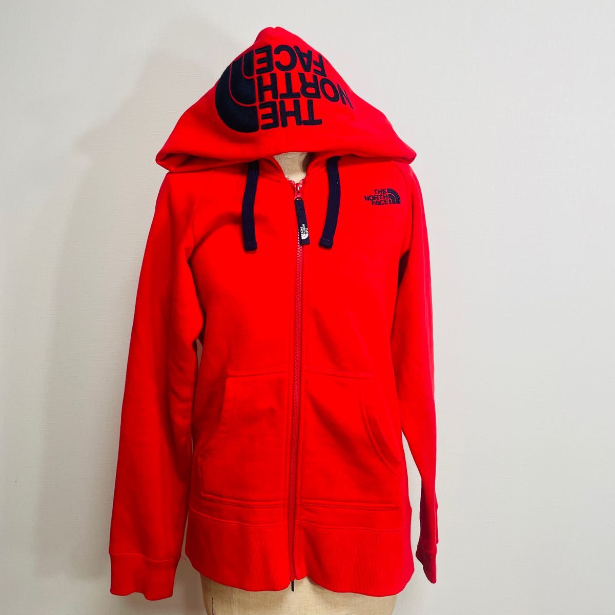 THE NORTH FACE ジップパーカー◎希少カラーデカロゴ 赤×コン色-