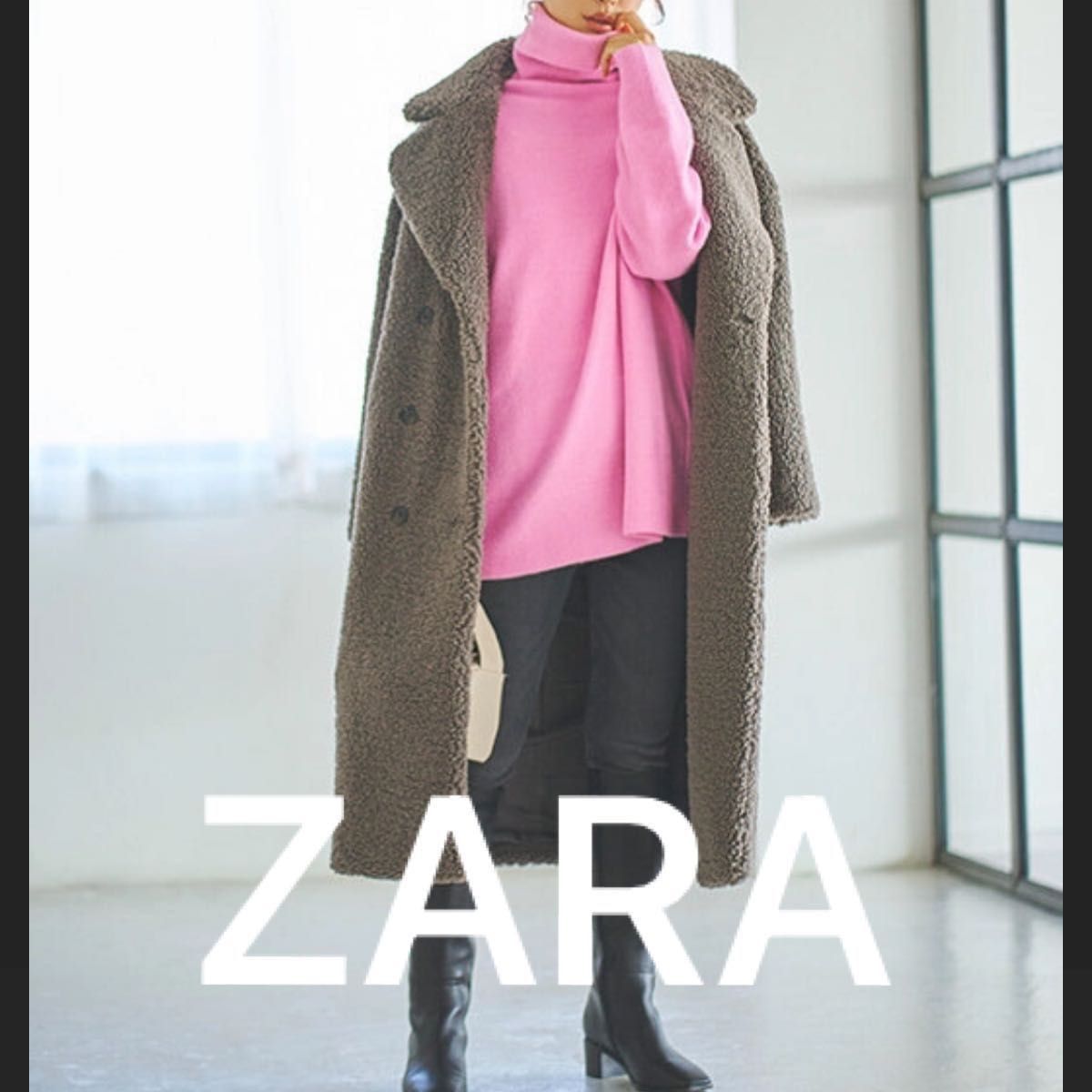 ZARA ロングコート　ボア　コート　テディベアコート　チェスターコート　オーバーサイズ　美品