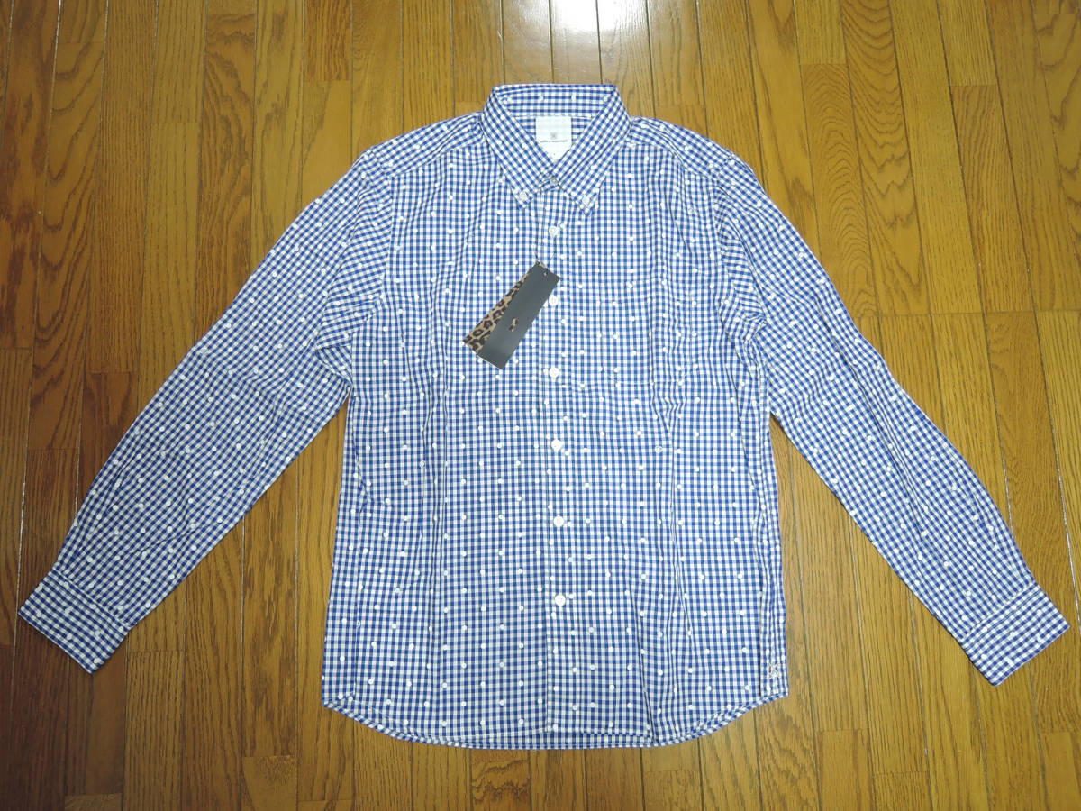 新品 uniform experiment ユニフォームエクスペリメント ギンガムチェックシャツ 3 青白系 ドット柄 L/S DOT PRINT B.D SHIRT 定価25000円の画像1