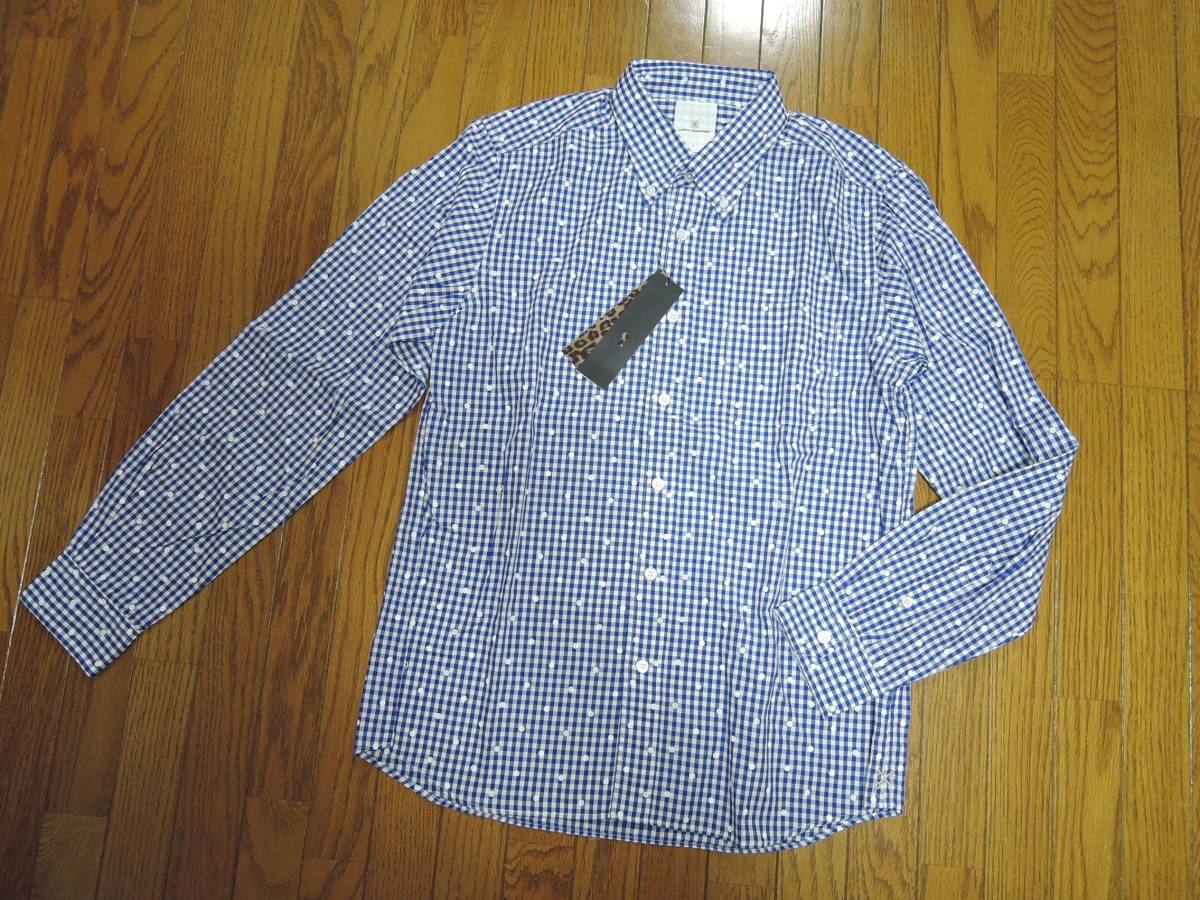 新品 uniform experiment ユニフォームエクスペリメント ギンガムチェックシャツ 3 青白系 ドット柄 L/S DOT PRINT B.D SHIRT 定価25000円の画像2