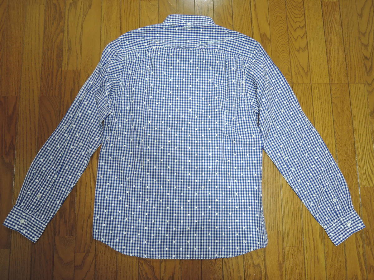 新品 uniform experiment ユニフォームエクスペリメント ギンガムチェックシャツ 3 青白系 ドット柄 L/S DOT PRINT B.D SHIRT 定価25000円の画像6