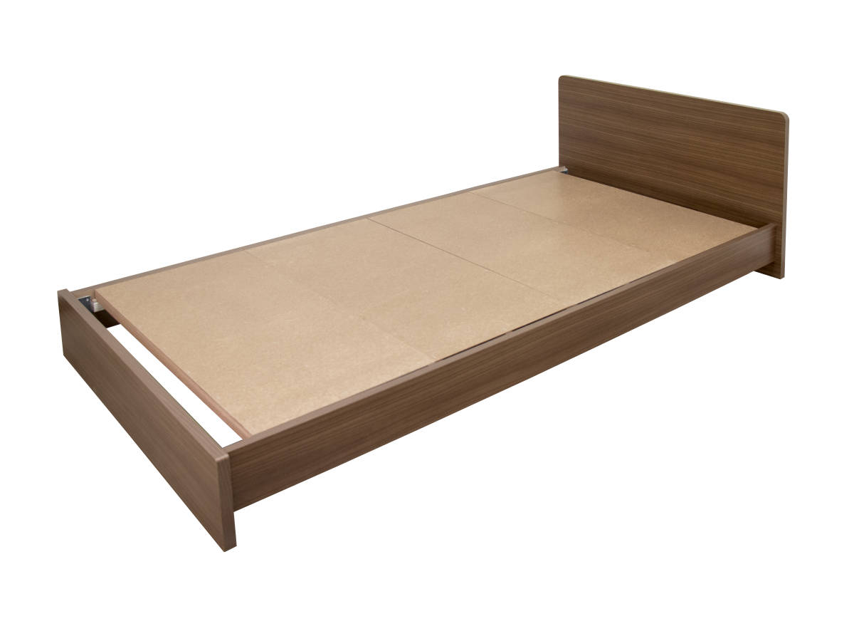 シンプルデザインシングルベッド　寝心地のよいポケットコイルマットレス付き　ブラウン色_画像6
