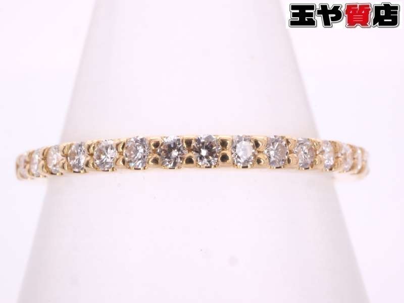 ポンテヴェキオ 美品 ダイヤ0.13ct ハーフエタニティリング 6.5号 K18YG イエローゴールド