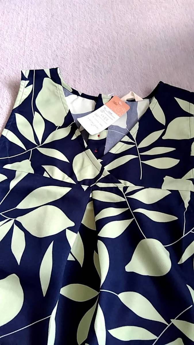  apron tunic LL 2L 3Lkashu cool navy blue green Northern Europe pattern new goods 