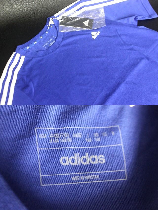 アディダス ジュニア スリーストライプス 半袖Tシャツ ブルー サイズ160 ECN59 adidas★送料310円_画像2