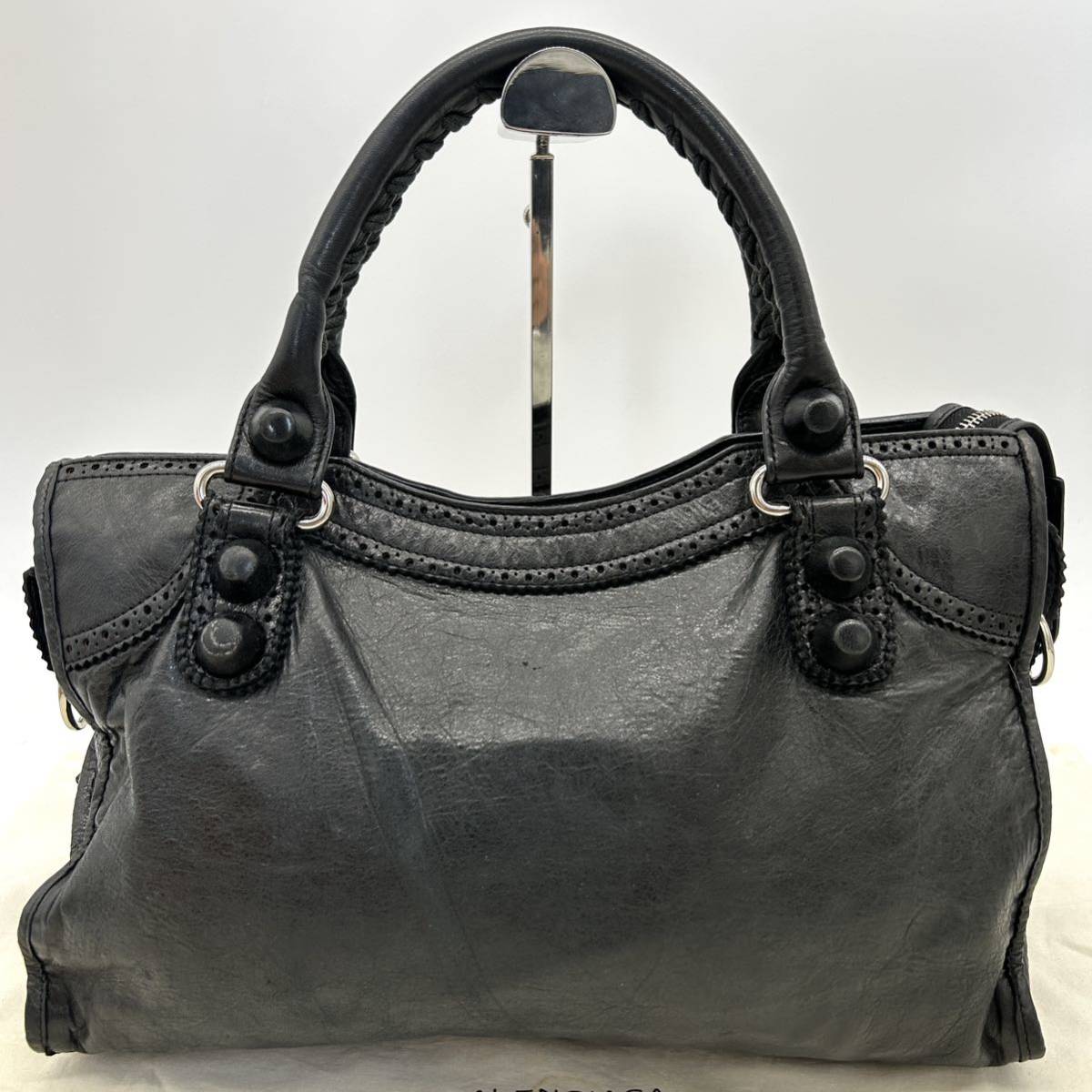 1円〜【極美品】バレンシアガ BALENCIAGA ジャイアントシティ 2way ハンドバッグ ショルダーバッグ レザー パンチング ブラック 黒_画像3