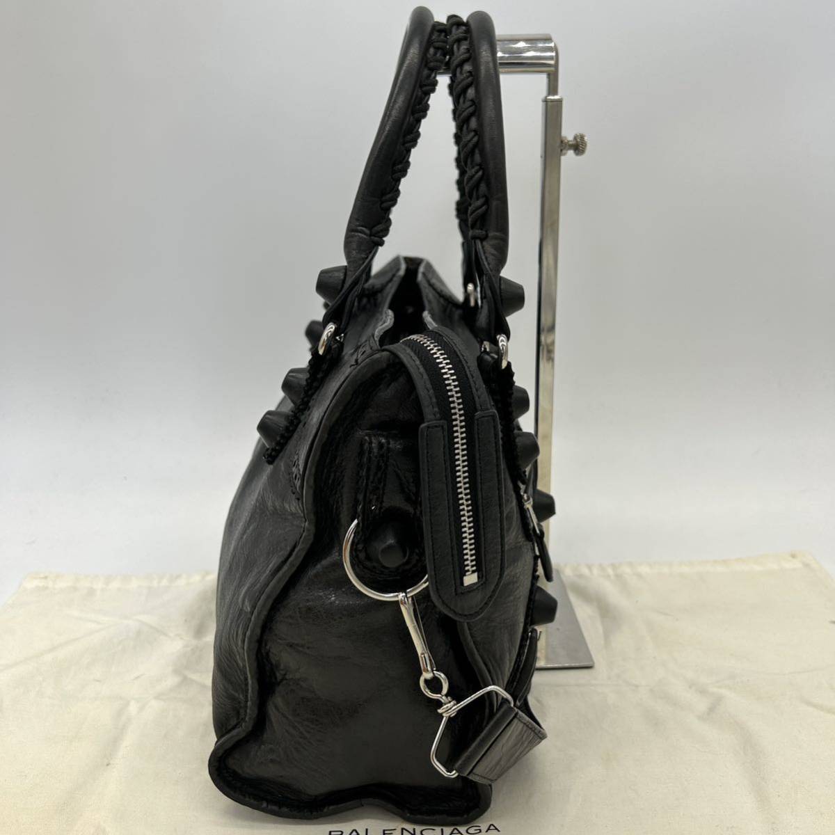 1円〜【極美品】バレンシアガ BALENCIAGA ジャイアントシティ 2way ハンドバッグ ショルダーバッグ レザー パンチング ブラック 黒_画像5