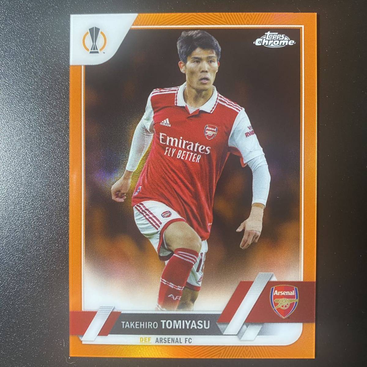 2022-23 Topps Chrome UEFA 冨安健洋 Takehiro Tomiyasu /25 Orange Arsenal_画像1