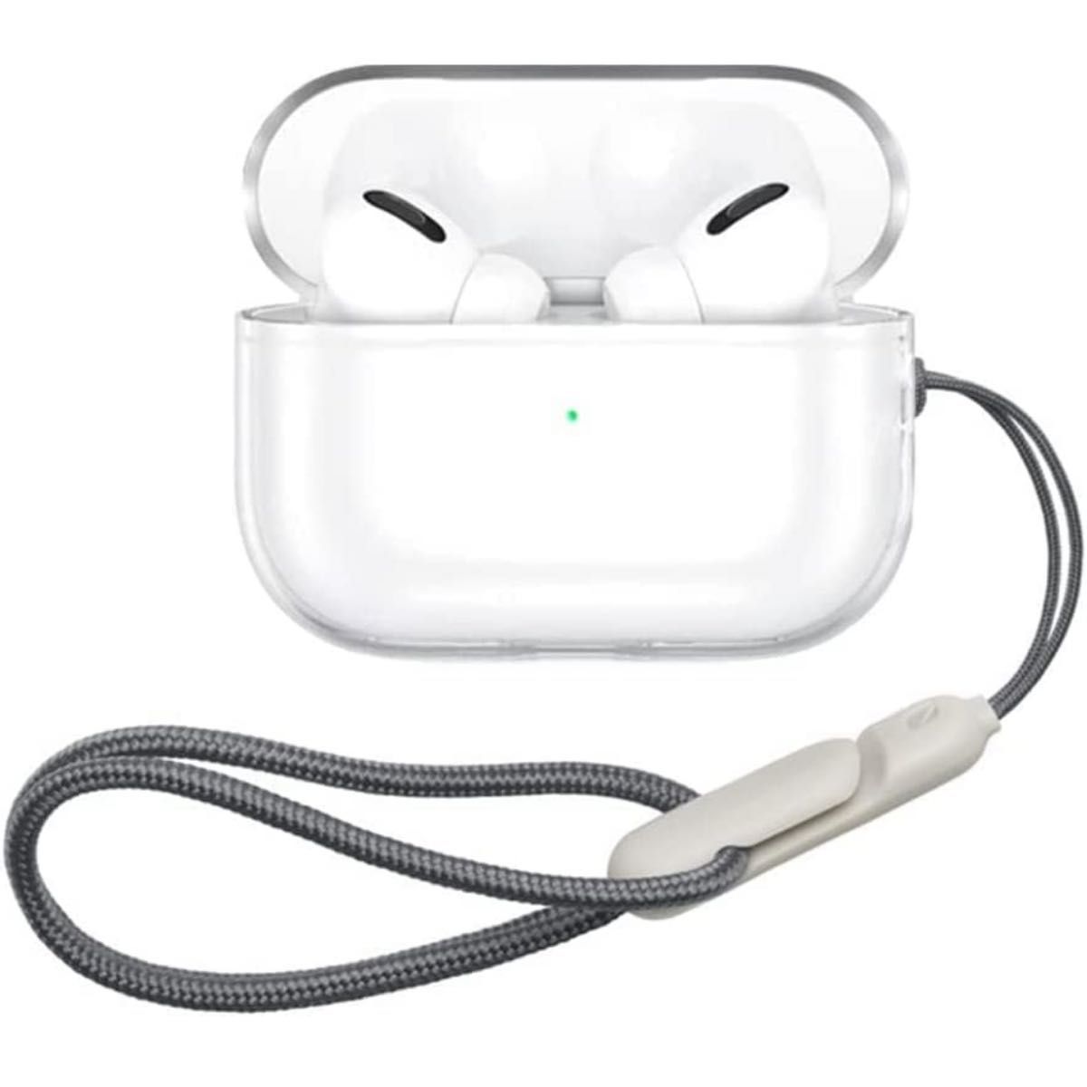 AirPods Pro 2 ケース 2022 用 ストラップ付属 保護カバー LEDライトが見える 耐衝撃 軽量 キズ防止