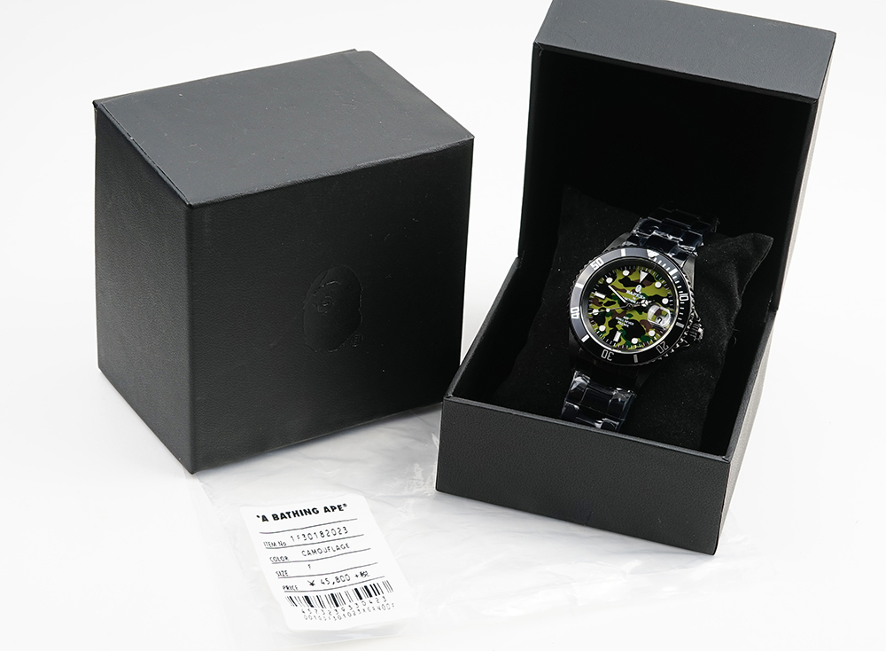 【新品同様】A BATHING APE/ア・ベイシング・エイプ Bapex T001シリーズ 40mm 自動巻き 腕時計 カモフラージ