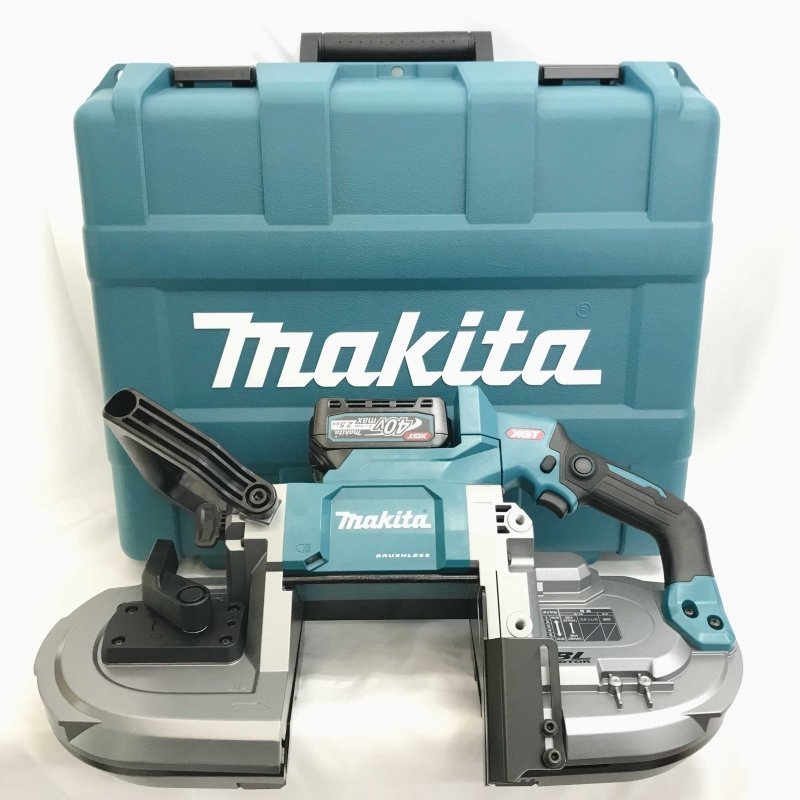 未使用 ｍａｋｉｔａ マキタ ４０ＶＭＡＸ バッテリー２個 充電式 ポータブル バンドソー 充電器付 ＰＢ００１ＧＲＤＸ 電動工具/225