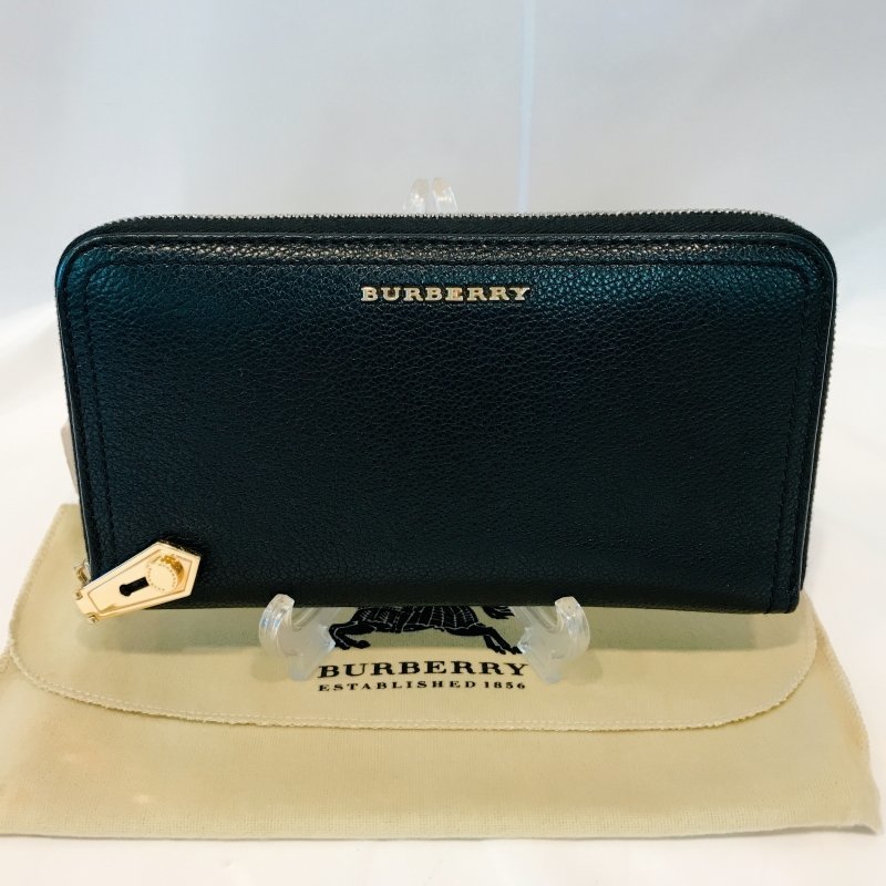 美品 ＢＵＲＢＥＲＲＹ 長財布 ラウンドファスナー 黒 バーバリー ブラック ユニセックス ウォレット 鞄/252_画像1