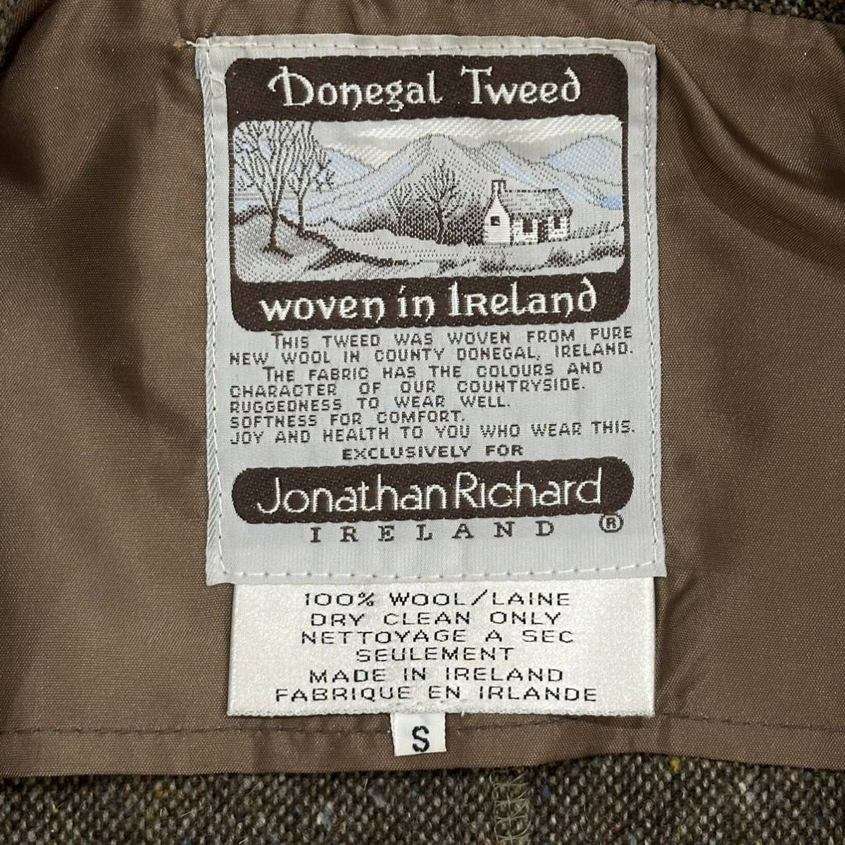 美品!!アイルランド製 Jonathan Richard Donegal Tweedウール100%ツイード ハンティング ジャケット(S)メンズ ブルゾン ノーフォーク_画像9