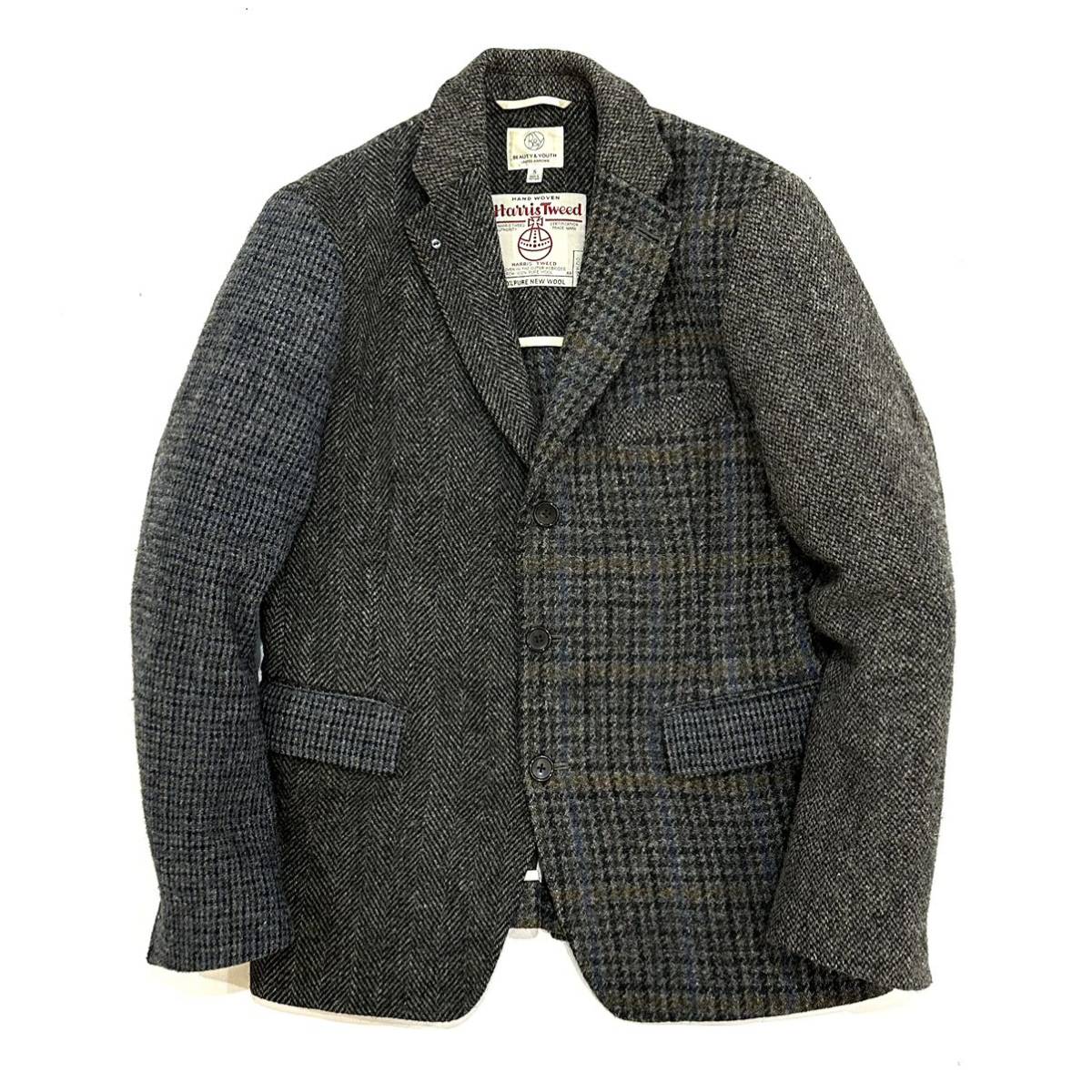 BEAUTY&YOUTH UNITEDARROWS Harris Tweed ハリスツイード 3B テーラード ジャケット(S)ウール100% メンズ スーツ カジュアル_画像8