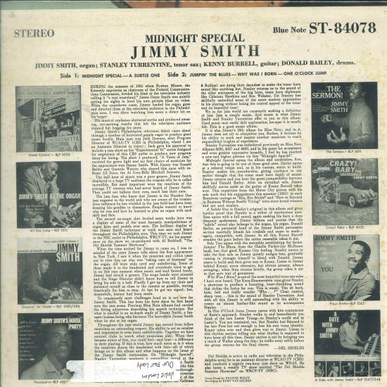 ★BLUE NOTE LP「ジミー・スミス JIMMY SMITH MIDNIGHT SPECIAL」NY UAS RVG ゲルダー印 耳アリ 片ミゾ！試聴_画像2