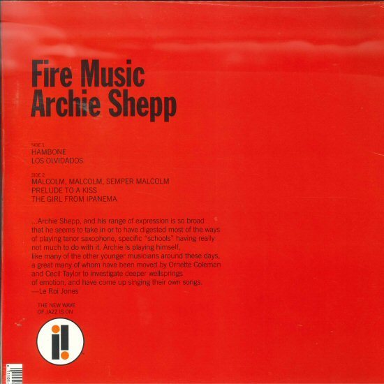 ★未使用LP「アーチー・シェップ ARCHIE SHEPP FIRE MUSIC」1965年作品 / 1995年 RE-MASTER RE-ISSUE 180g重量盤_画像2