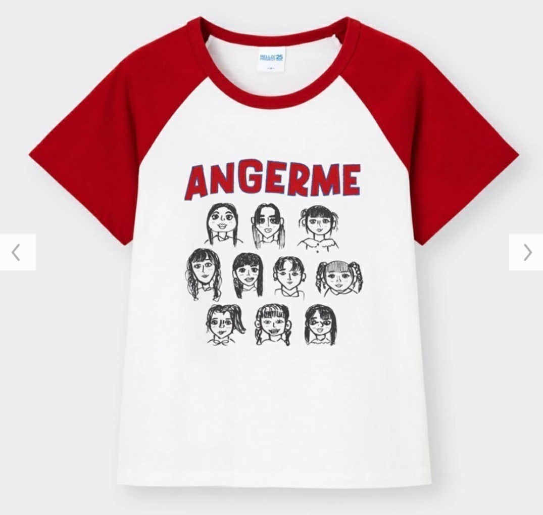 XLサイズ 新品 アンジュルム ANGERME グラフィックTシャツ 半袖 ハロー!プロジェクト ハロプロ ホワイト レッド 赤 白 GU 綿100 ラグランT