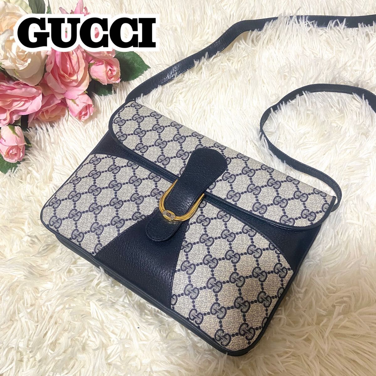 GUCCI グッチ ショルダーバッグ シェリーライン ネイビー GG PVC