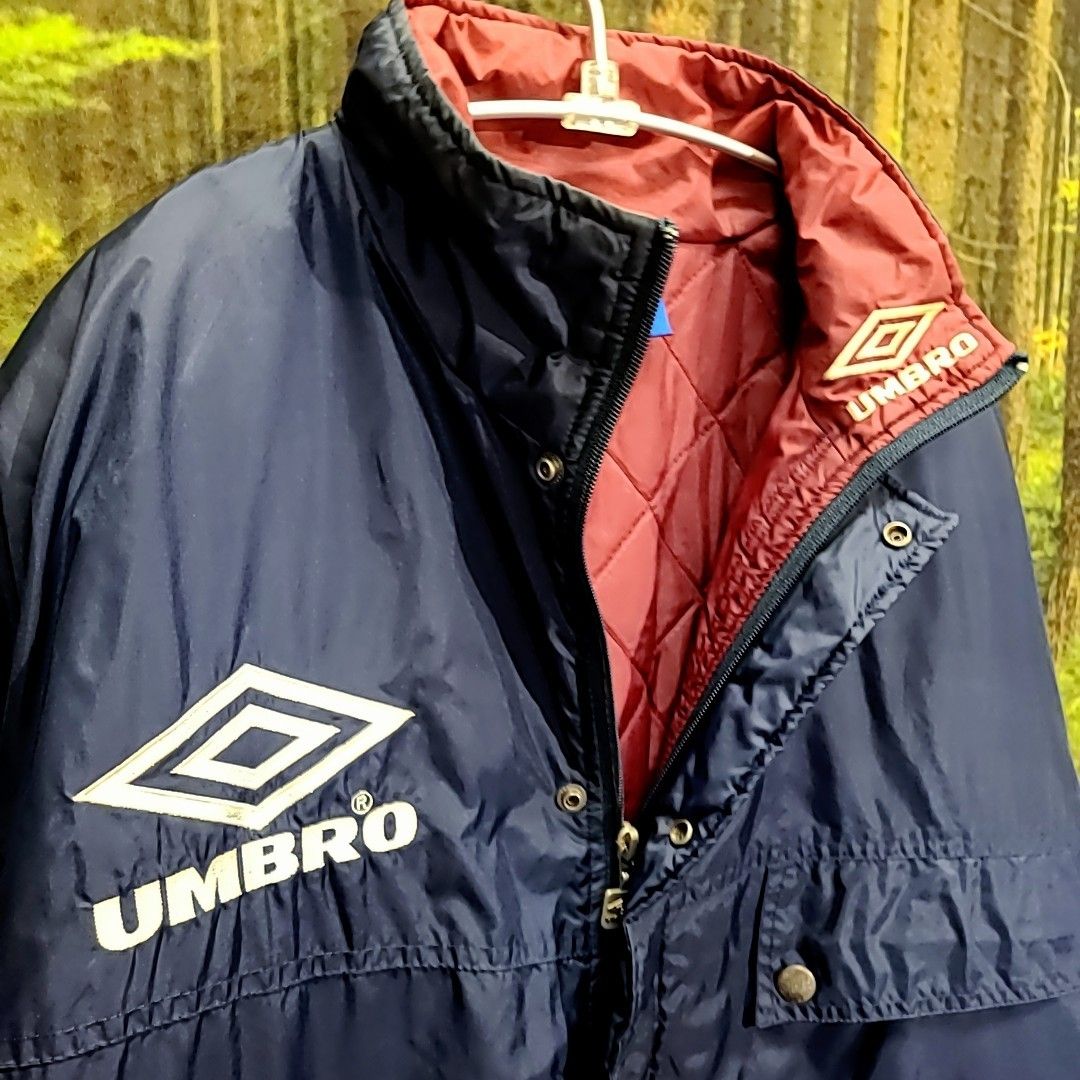 90s 90年代 ビンテージ アンブロ UMBRO 濃紺 ヨーロッパ 青タグ 刺繍 ジャケット 中綿 EURO ユーロ