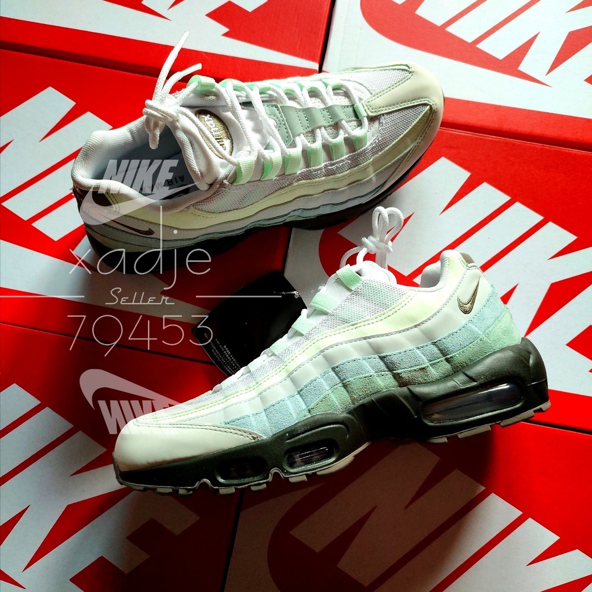 新品 正規品 NIKE ナイキ AIR MAX 95 エアマックス 95 グレー ミントグリーン 黒 白 27cm US9 箱付き_画像1