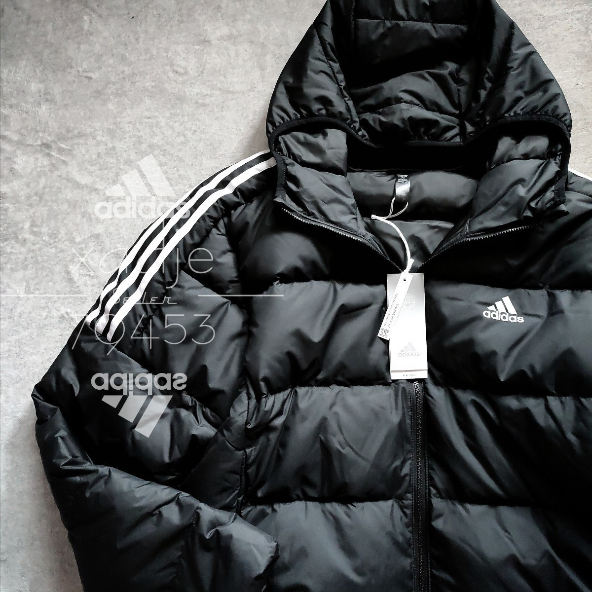 新品 正規品 adidas アディダス ダウンジャケット パーカー 三本ライン