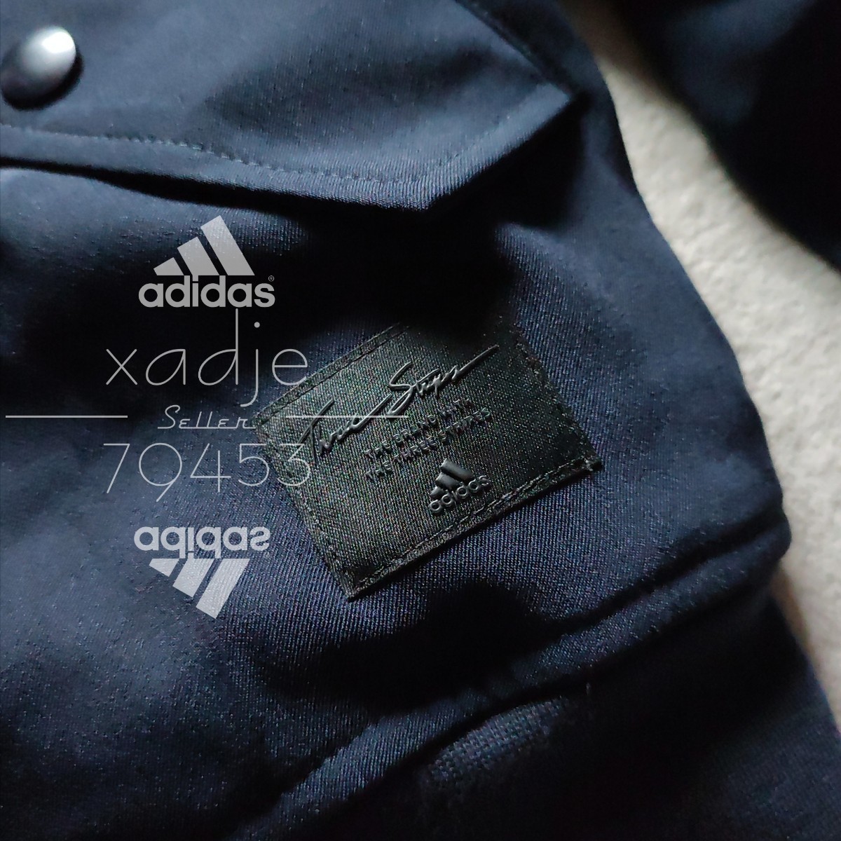 新品 正規品 adidas アディダス ウィンドジャケット MA1 ボンバージャケット 紺 ネイビー 裏地フリース XL_画像6