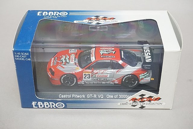 EBBRO エブロ 1/43 カストロール ピットワーク GT-R R34 VQ JGTC 2002 #23 シルバー 43375_画像2