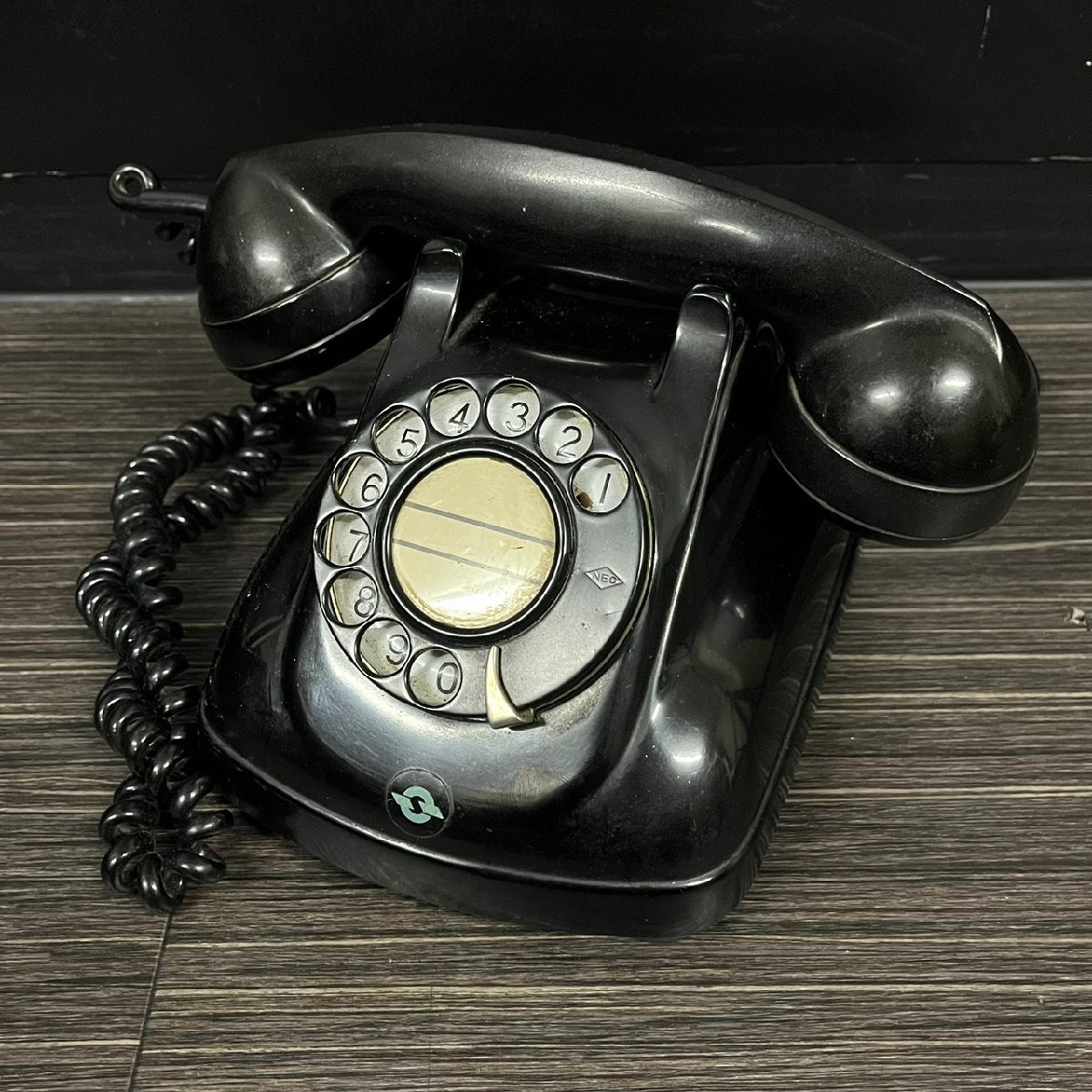  Japan electro- confidence telephone . company black telephone 4A dial type Showa Retro Vintage 101813w/T19(80)