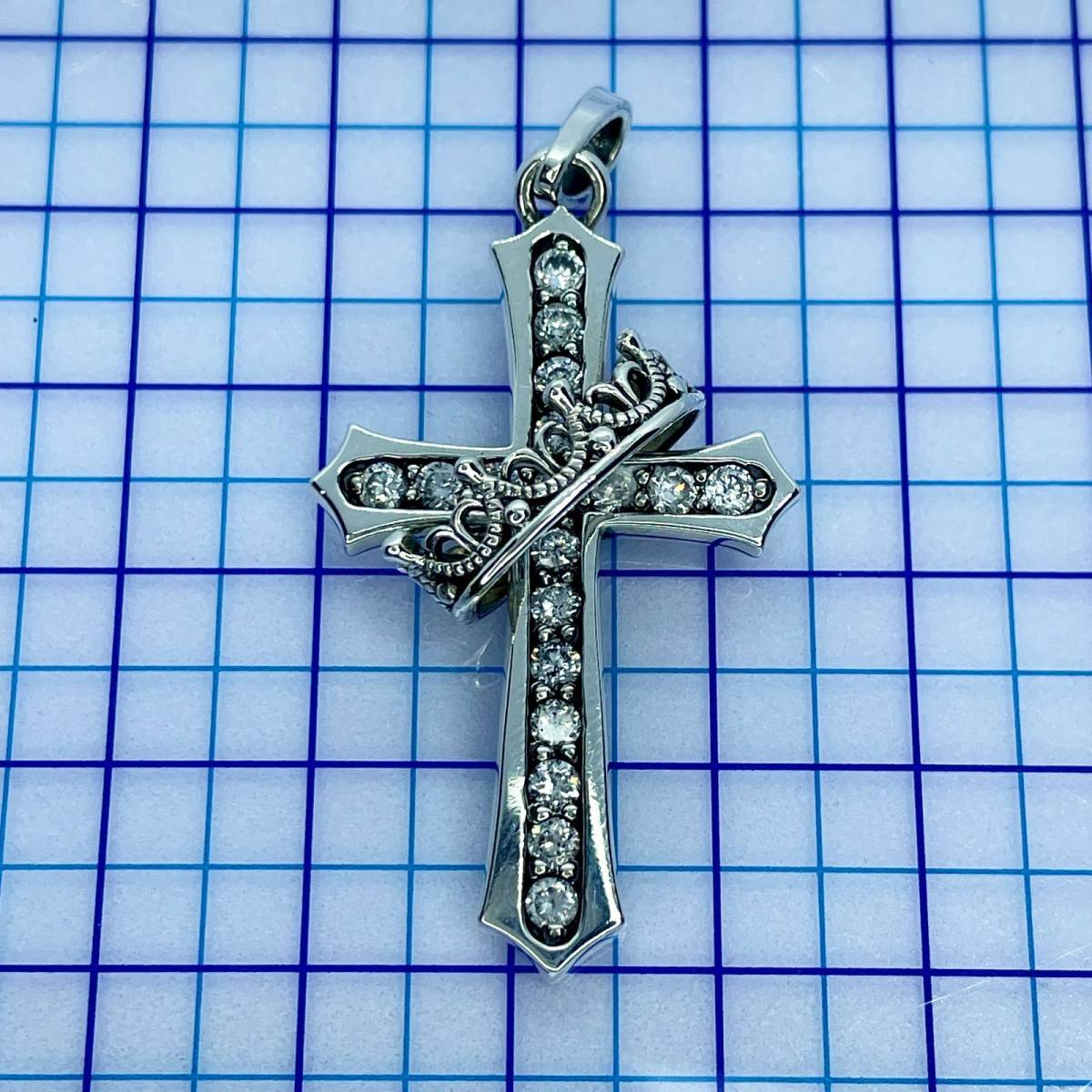 ジャスティンデイビス クロス　クラウン　ペンダントトップ　クリア　タイプ ネックレストップ　CROSS WITH CROWN/STONE ★242