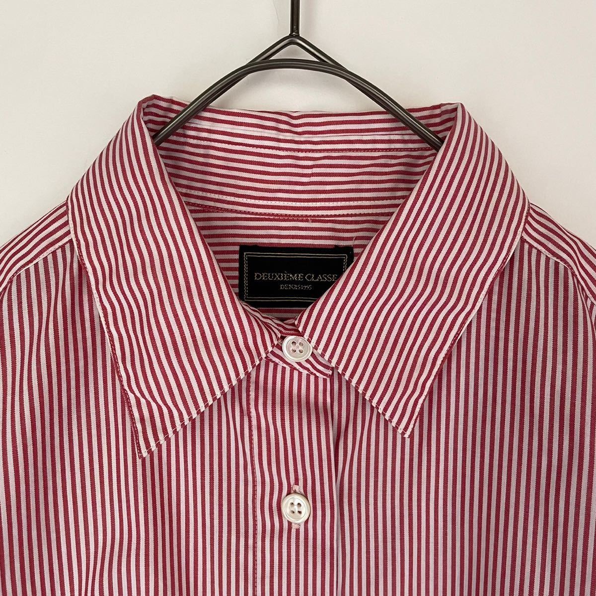Deuxieme Classe ドゥーズィエムクラス 美品 MONTI ロンストカシュクールシャツ ストライプシャツ シャツ ブラウス 2way  コットン100% 赤白