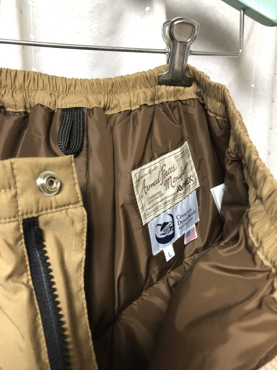 新品 AVIREX Crescent Down Works ダウンパンツ L 定価107 800円 新品 AVIREX Crescent Down Works ダウンパンツ L 定価107 800円