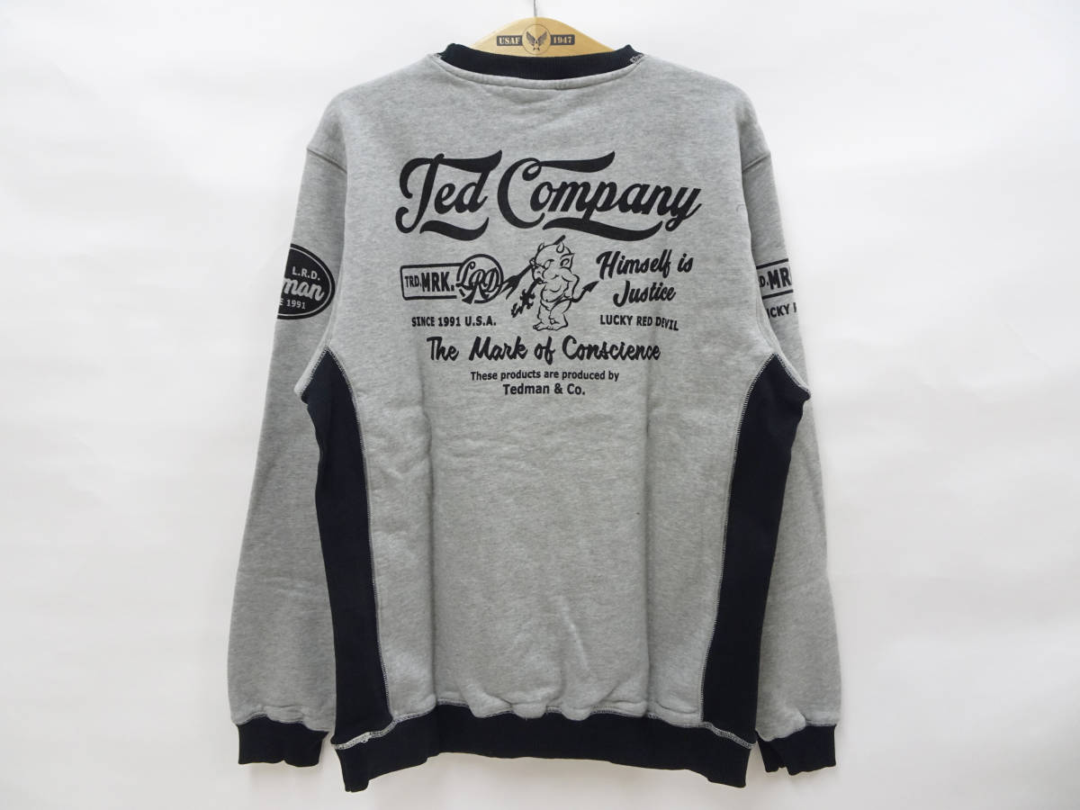 テッドマン スウェット TEDMAN アメカジ トレーナー TDSW-1170 TED COMPANY アッシュ 44(XL) 多少汚れ 50%オフ (半額) 送料無料 即決 新品_画像1